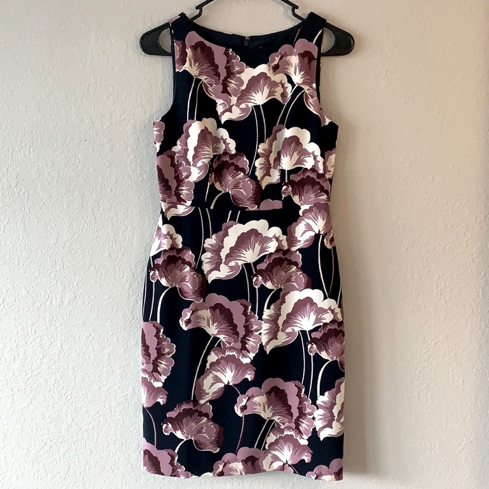 Ann Taylor navy dress with purple flowers